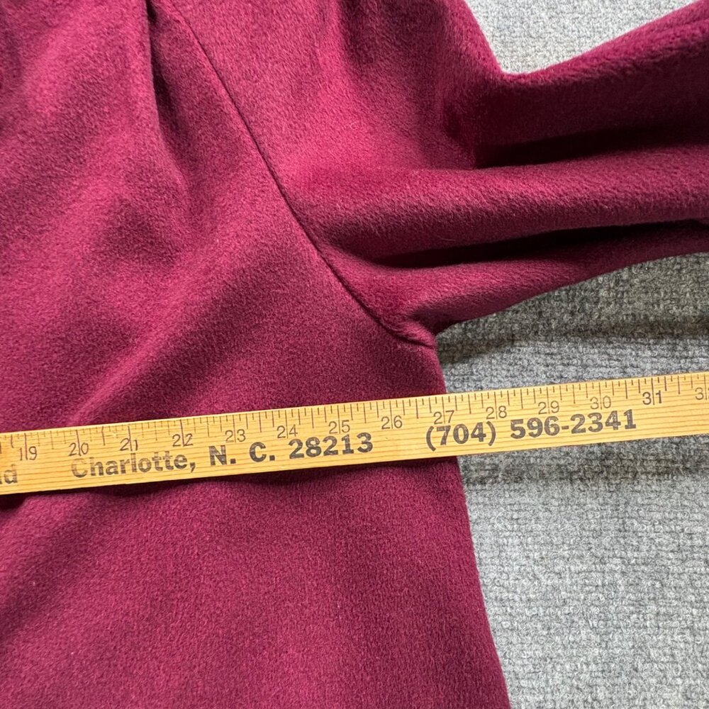 Women's Long Wool-Blend Coat - Raspberry Pink - Picture 12 of 16